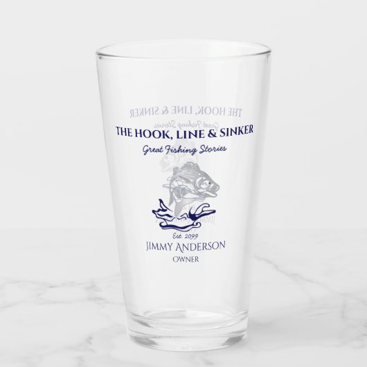 Fischfang Trinkbehälter Pint-Bier-Glas Glas (Rückseite)
