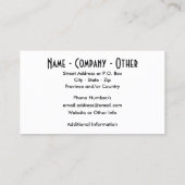 Fischfang Visitenkarte (Rückseite)