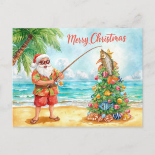 Fischfang-Weihnachten für Angelfreunde Feiertagspostkarte