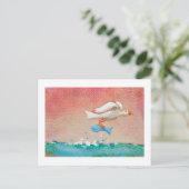 Fischfang zum Abendessen - Tiny Art #608 Bird & Fi Postkarte (Stehend Vorderseite)