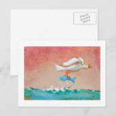 Fischfang zum Abendessen - Tiny Art #608 Bird & Fi Postkarte (Vorne/Hinten)