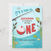 Fischfang zum Geburtstag Einladung der großen (Vorderseite)