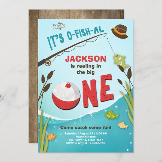 Fischfang zum Geburtstag Einladung der großen (Vorne/Hinten)