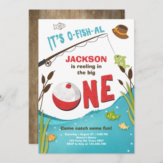 Fischfang zum Geburtstag Einladung der großen (Vorne/Hinten)