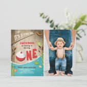 Fischfang zum Geburtstag Einladung der großen (Stehend Vorderseite)