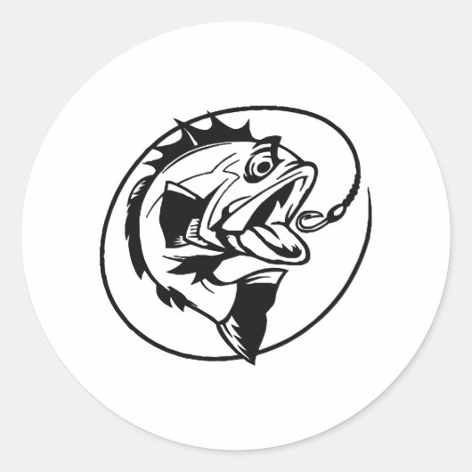 Fischfanghaken Runder Aufkleber (Vorderseite)