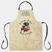 Fischfangmeister mit NAME Schürze (Vorderseite)