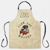 Fischfangmeister mit NAME Schürze (Vorderseite)