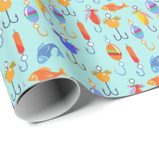 Fischfangmuster Geschenkpapier (Rolleneckpunkt)