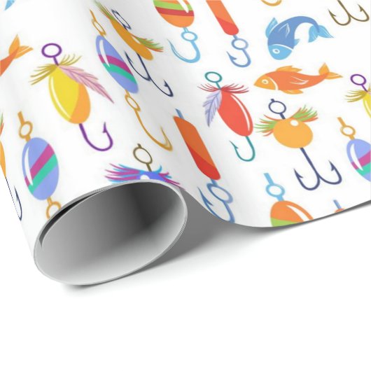 Fischfangmuster Geschenkpapier (Rolleneckpunkt)