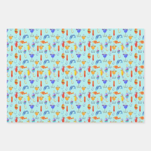 Fischfangmuster Geschenkpapier Set (Vorderseite 2)