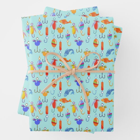 Fischfangmuster Geschenkpapier Set (Beispiel)