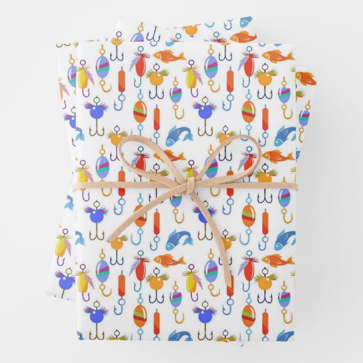 Fischfangmuster Geschenkpapier Set (Beispiel)