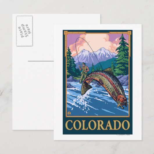 Fischfangszene Colorado Postkarte (Vorne/Hinten)