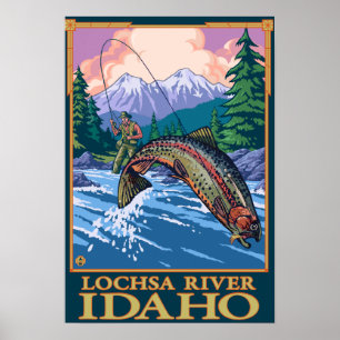 Fischfangszene - Lochsa River, Idaho Poster