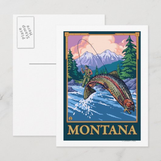 Fischfangszene - Montana Postkarte (Vorne/Hinten)