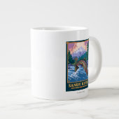 Fischfangszene - Sandy River, Oregon Jumbo-Tasse (Vorderseite Rechts)