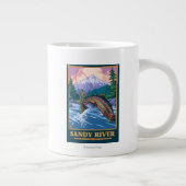 Fischfangszene - Sandy River, Oregon Jumbo-Tasse (Rechts)
