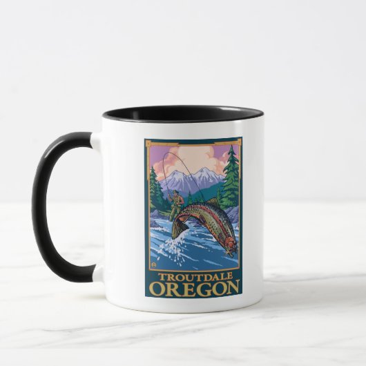 Fischfangszene - Troutdale, Oregon Tasse (Links)