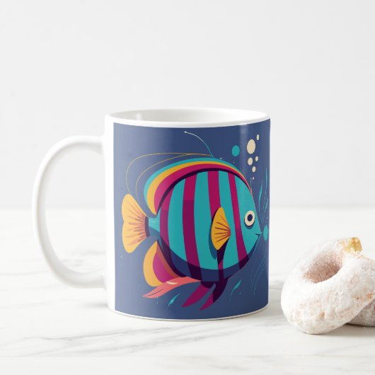 Fischfarbe Kaffeetasse (Mit Donut)