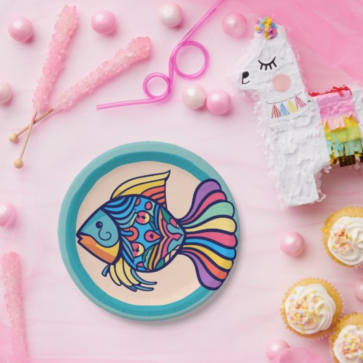Fischfarbe Pappteller (Party)