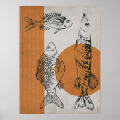 Fischfarben-Skizzen Minimalistisches Flachplakat Poster (Vorne)