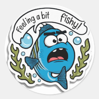 Fischfisch - Niedlicher und verwirrter aquatischer Runder Aufkleber