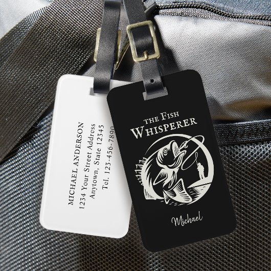 Fischflüster Sporty Fisherman mit Namen Gepäckanhänger