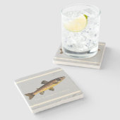 Fischforelle Aquarellgraue Steinuntersetzer (Seitenansicht)