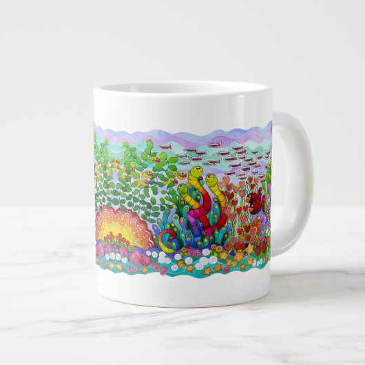 Fischgarten mit Spiegelung Jumbo-Tasse (Vorderseite Rechts)