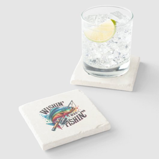 Fischgeschenk wünschend, ich fische steinuntersetzer (Seitenansicht)