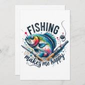 Fischgeschenke Fischen macht mir glücklich Feiertagskarte (Vorne/Hinten)