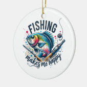 Fischgeschenke Fischen macht mir glücklich Keramik Ornament (Links)