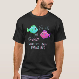Fischgeschlecht zeigt Niedliche rosa und blaue Fis T-Shirt