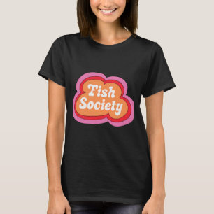 Fischgesellschaft (Orange auf Lila) T-Shirt