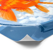 Fischglas | Goldfisch Wasserfarbe Gemalt Poster (Ecke)