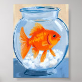 Fischglas | Goldfisch Wasserfarbe Gemalt Poster (Vorne)