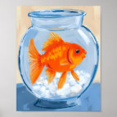 Fischglas | Goldfisch Wasserfarbe Gemalt Poster (Vorne)