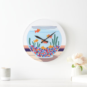 Fischglas Große Wanduhr