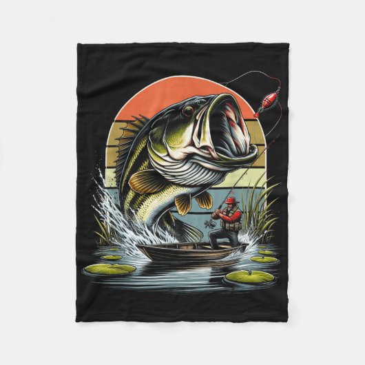 Fischgrafik Großmaul-Barsch Fleecedecke (Vorderseite)