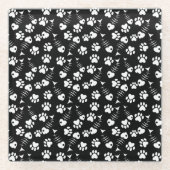 Fischgrätekatzen-Druckmuster Glasuntersetzer (Vorderseite)