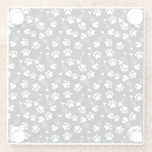 Fischgrätekatzen-Druckmuster Glasuntersetzer (Rückseite)