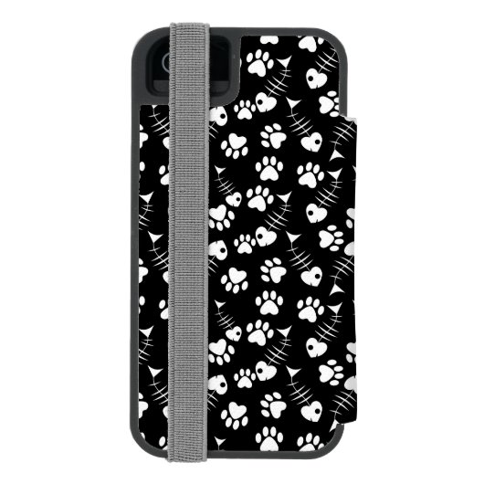 Fischgrätekatzen-Druckmuster Incipio iPhone Geldbeutel-Hülle (Folio Rückseite)