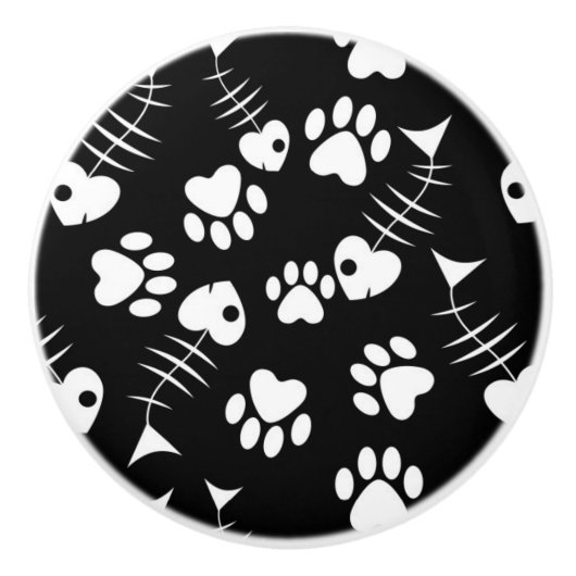 Fischgrätekatzen-Druckmuster Keramikknauf (Vorderseite)