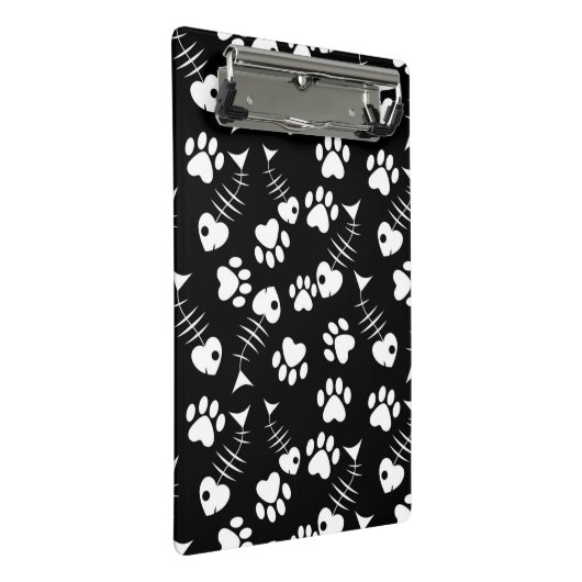 Fischgrätekatzen-Druckmuster Mini Klemmbrett (Schrägansicht)