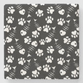 Fischgrätekatzen-Druckmuster Steinuntersetzer (Vorderseite)