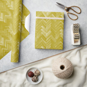 Fischgräten-K Chevron-Muster Vintage Gold Geschenkpapier