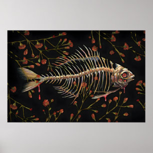 Fischgräten mit Blumen - 5x7in Mini-Druck nur 1 Poster