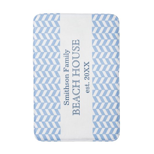 Fischgrätenmuster-blaue weiße badematte (Vorderseite Vertikal)