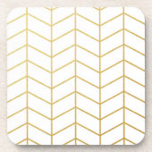 Fischgrätenmuster-Muster-Imitat-Goldfolien-weißes Untersetzer (Vorderseite)